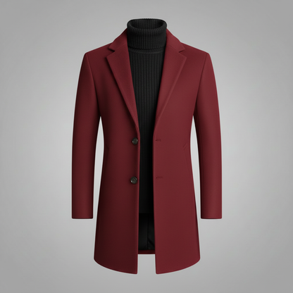 Men's Long Coat | Stylish Notched Lapel Overcoat