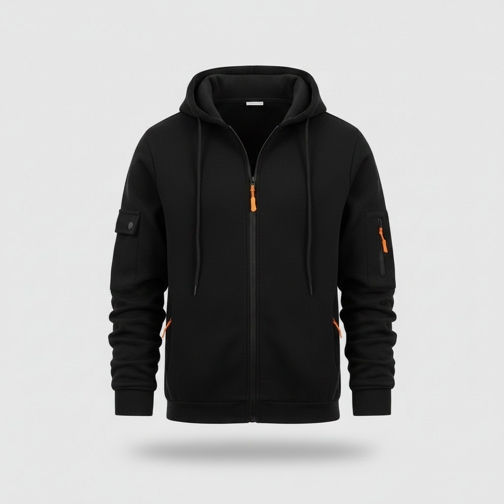 Men's Utility Zip-Up Hoodie | Casual Sweatshirt with Pockets