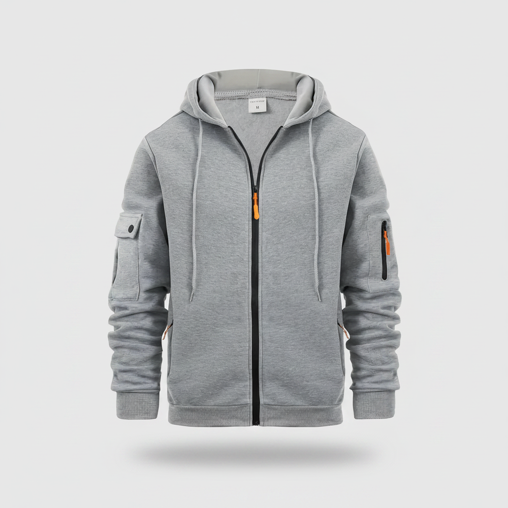 Men's Utility Zip-Up Hoodie | Casual Sweatshirt with Pockets