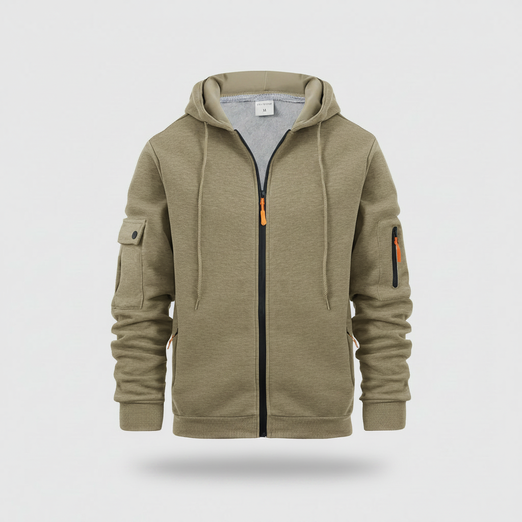Men's Utility Zip-Up Hoodie | Casual Sweatshirt with Pockets