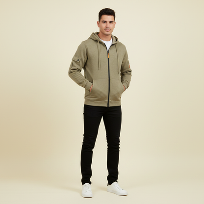 Men's Utility Zip-Up Hoodie | Casual Sweatshirt with Pockets