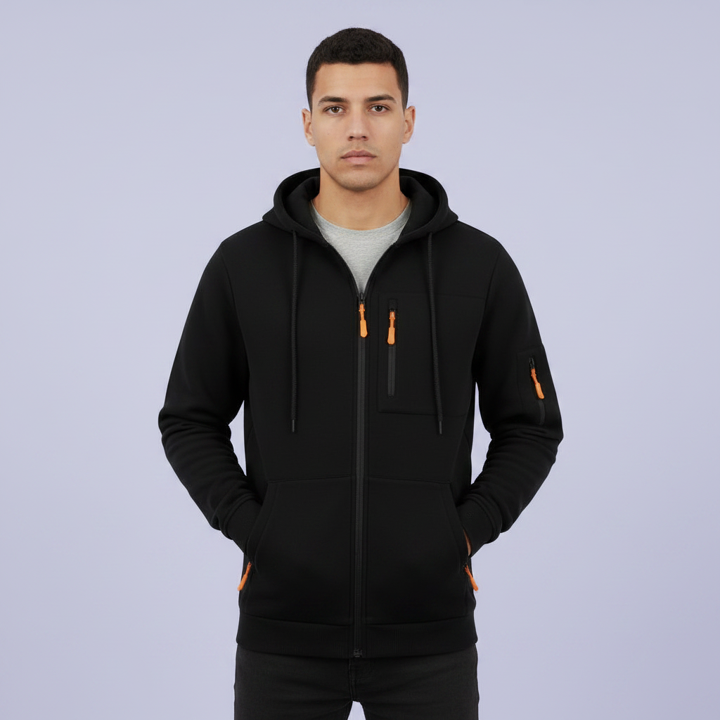 Men's Utility Zip-Up Hoodie | Casual Sweatshirt with Pockets
