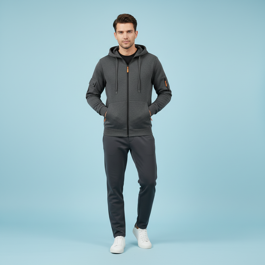 Men's Utility Zip-Up Hoodie | Casual Sweatshirt with Pockets