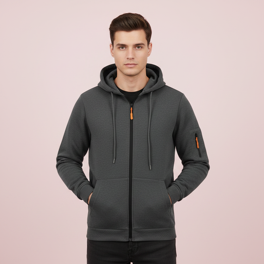Men's Utility Zip-Up Hoodie | Casual Sweatshirt with Pockets