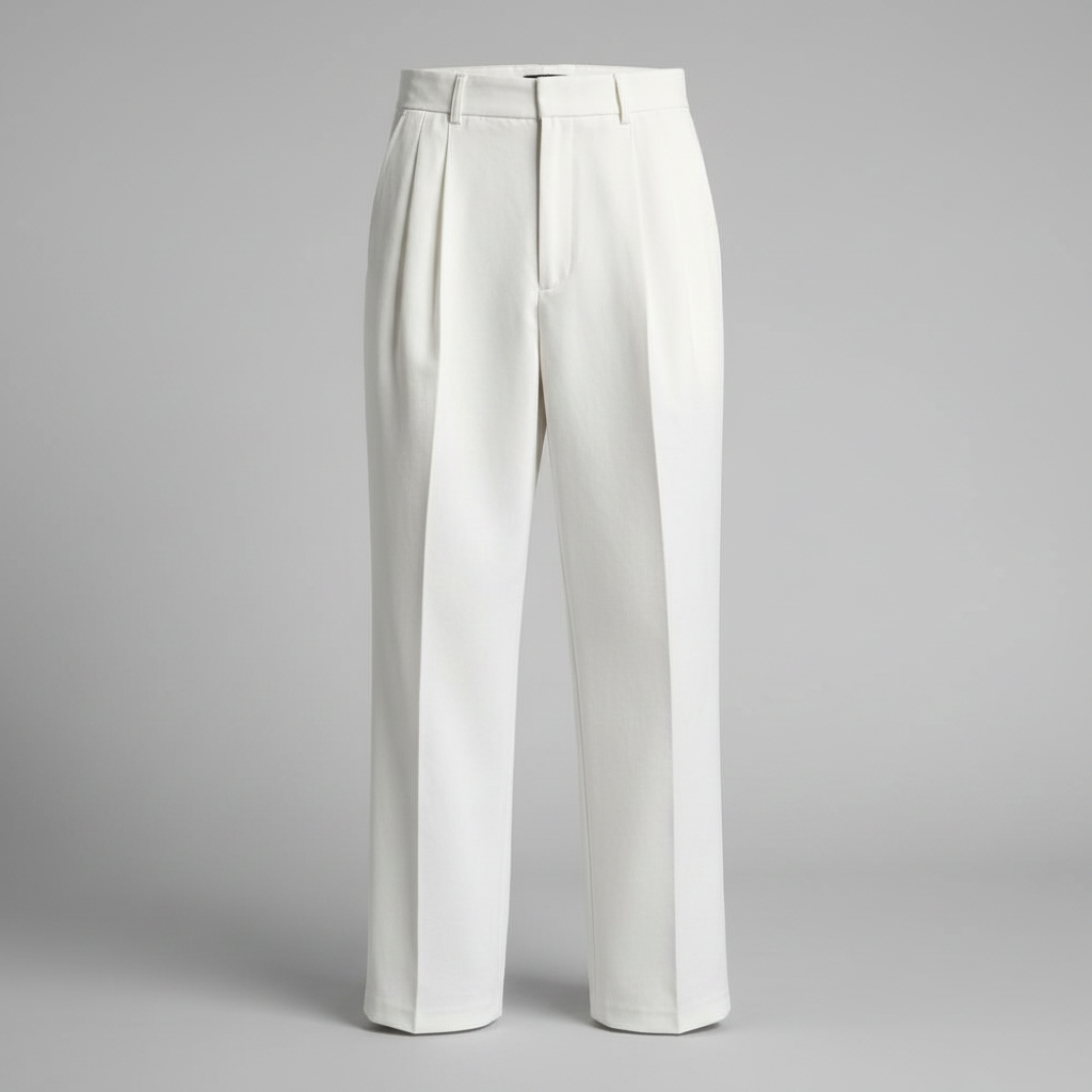 Men's Pleated Formal Trousers | Straight Fit Dress Pants