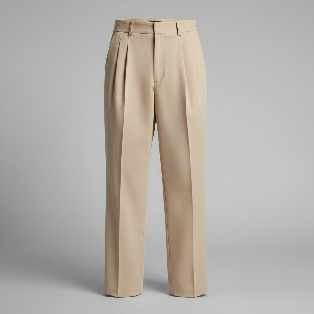 Men's Pleated Formal Trousers | Straight Fit Dress Pants