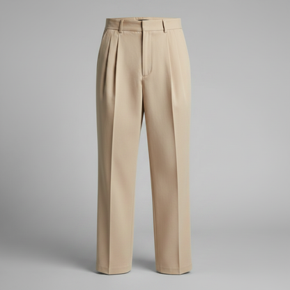 Men's Pleated Formal Trousers | Straight Fit Dress Pants