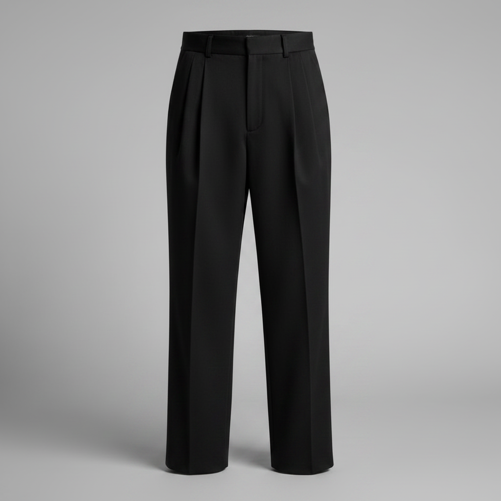 Men's Pleated Formal Trousers | Straight Fit Dress Pants