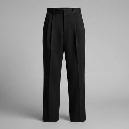 Men's Pleated Formal Trousers | Straight Fit Dress Pants