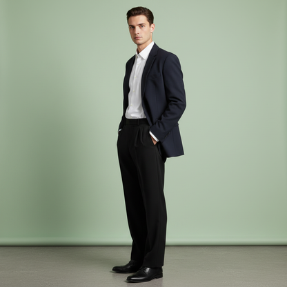 Men's Pleated Formal Trousers | Straight Fit Dress Pants