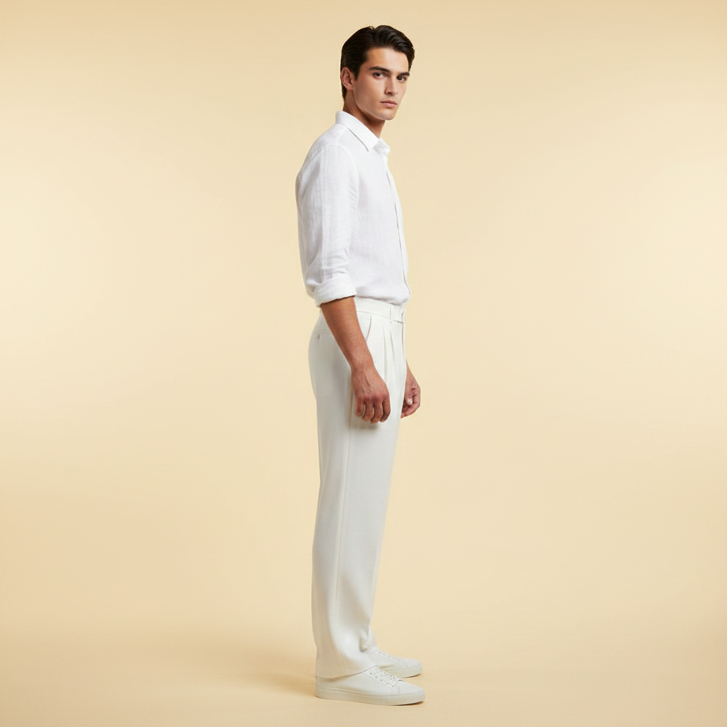Men's Pleated Formal Trousers | Straight Fit Dress Pants