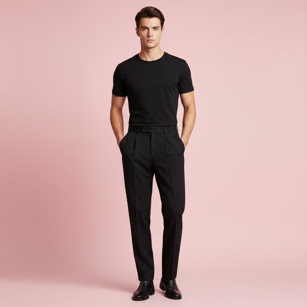 Men's Pleated Formal Trousers | Straight Fit Dress Pants