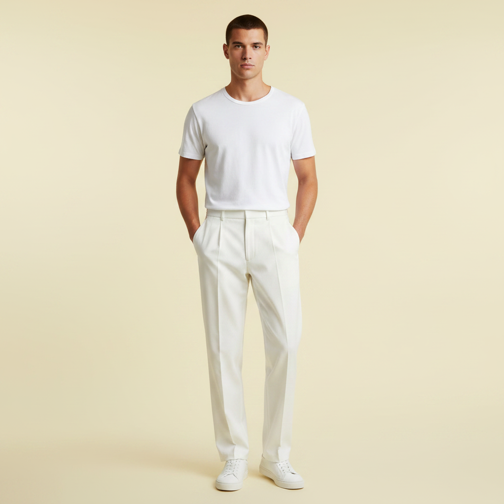 Men's Pleated Formal Trousers | Straight Fit Dress Pants