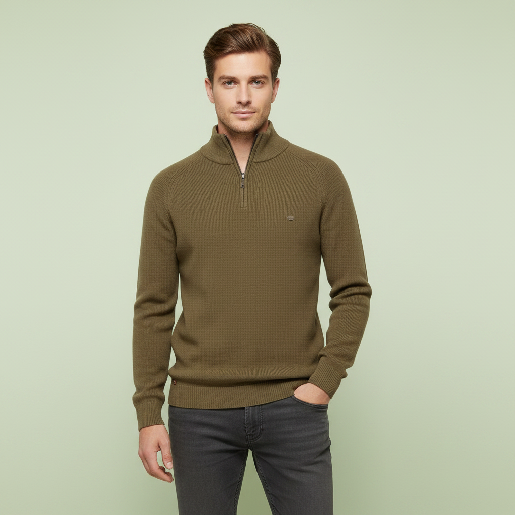 Men's Half-Zip Knitted Jumper | Slim Fit Knitwear