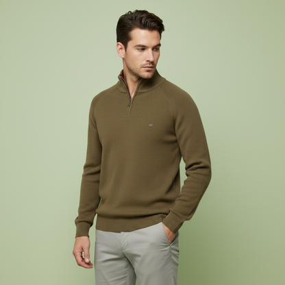 Men's Half-Zip Knitted Jumper | Slim Fit Knitwear