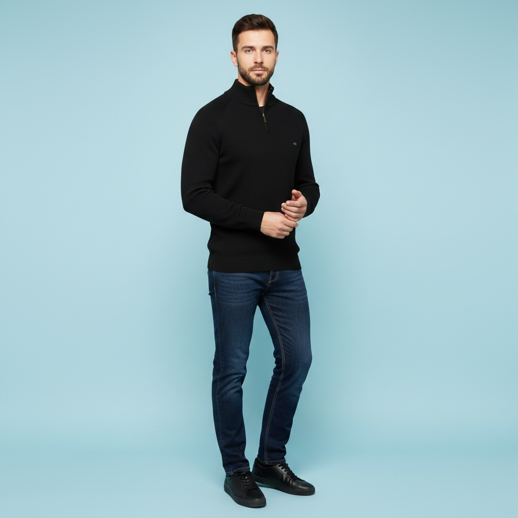 Men's Half-Zip Knitted Jumper | Slim Fit Knitwear