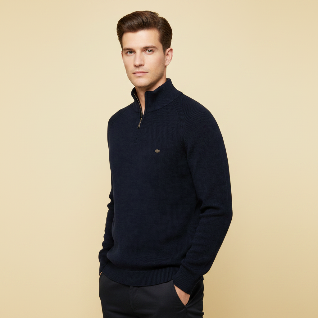 Men's Half-Zip Knitted Jumper | Slim Fit Knitwear
